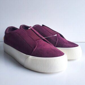 RALPH LAUREN Suede Women's Skater Sneakers LRL ISLA Merlot Size 7 Slip Ons